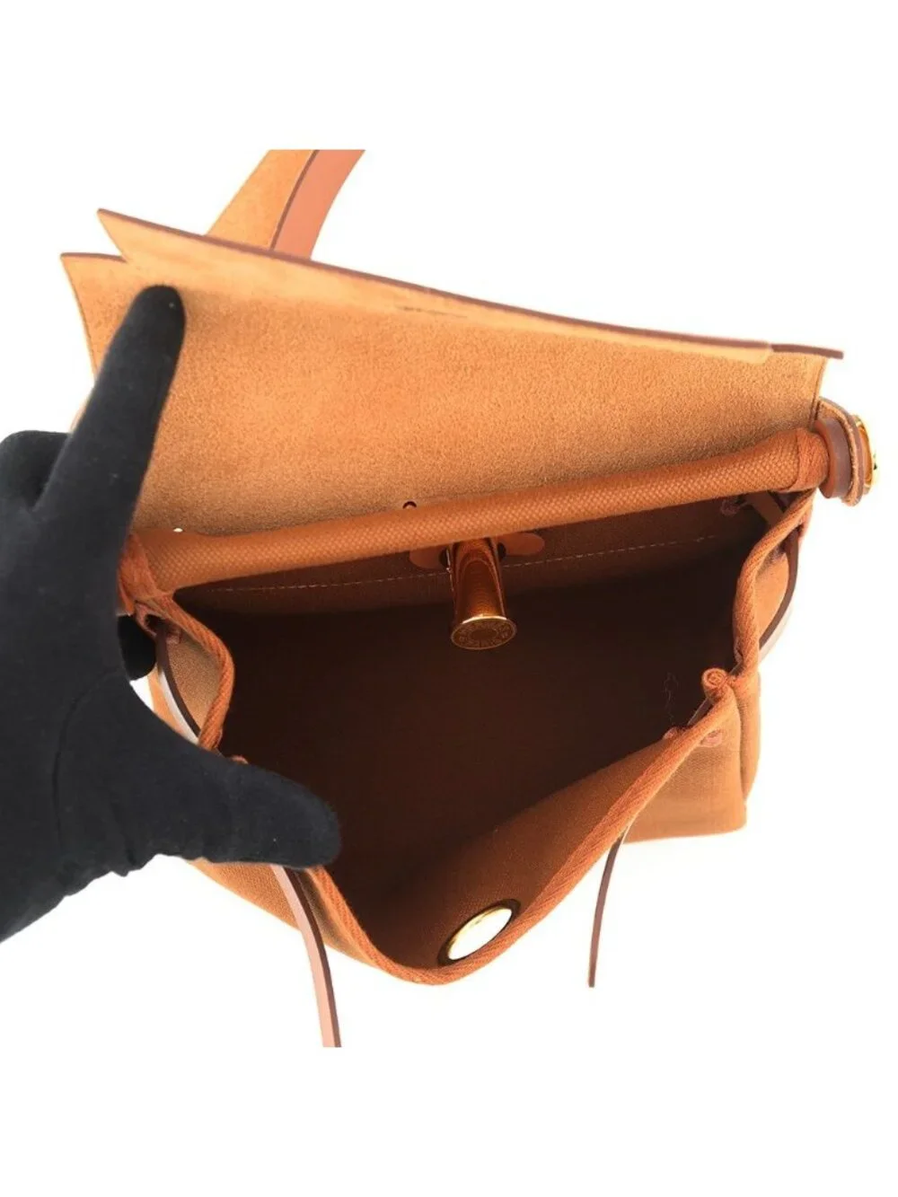 Hermes Shoulder Bag Herbag Zip Mini Fauve Gold Toile Ash Vache Hunter